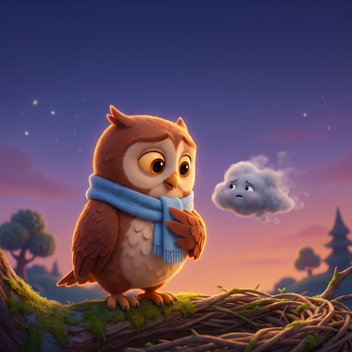 Cover of Owlbert and the Big Worried Feeling — Elonic World storybook